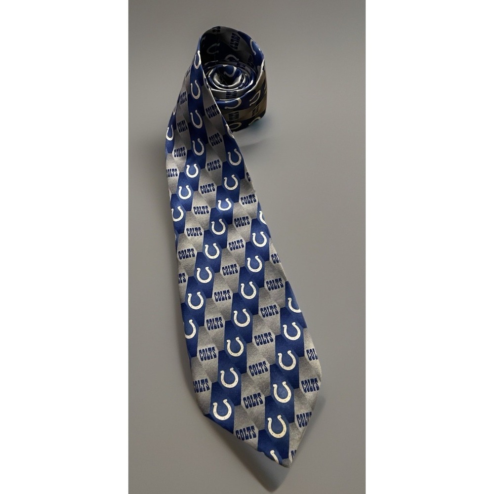 Indianapolis Colts NFL Football Logo Neckwear Tie Blue Horseshoe 100% Silk JBHS